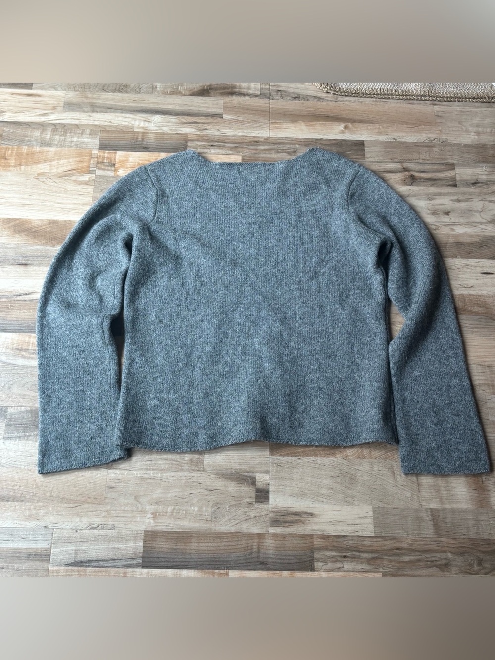 Vintage Y2K Abercrombie & Fitch Gray Split V Neck Sweater Blue Embroidery sz L - Picture 3 of 9